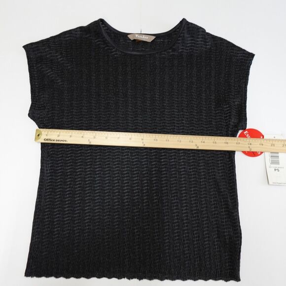 TanJay | Women' Sheer Black Shirt Size Petite Small | Essentials by Tan Jay Top - Picture 6 of 8